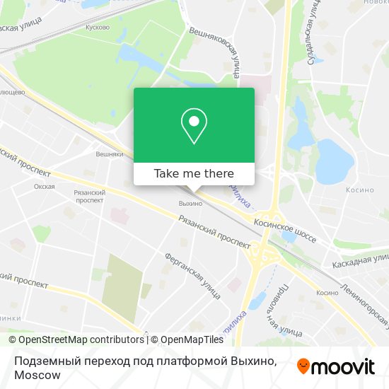 Подземный переход под платформой Выхино map