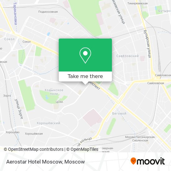 Aerostar Hotel Moscow map