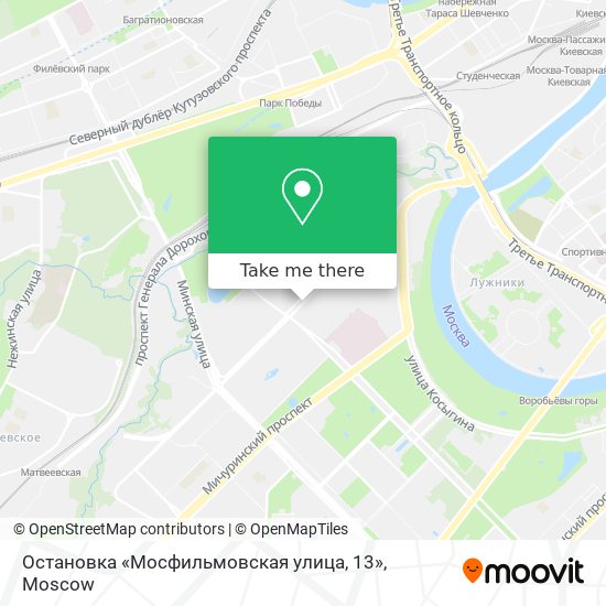 Остановка «Мосфильмовская улица, 13» map