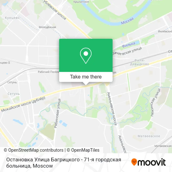 Остановка  Улица Багрицкого - 71-я городская больница map