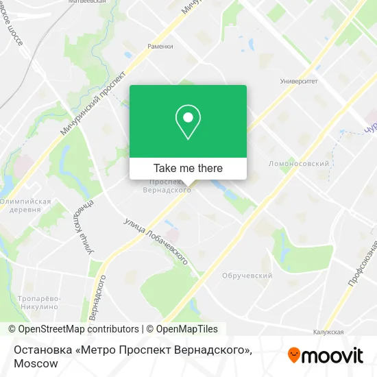 Остановка «Метро Проспект Вернадского» map