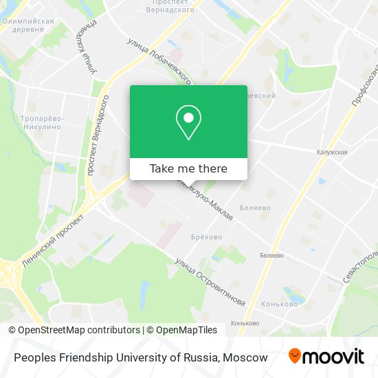 Peoples Friendship University of Russia map