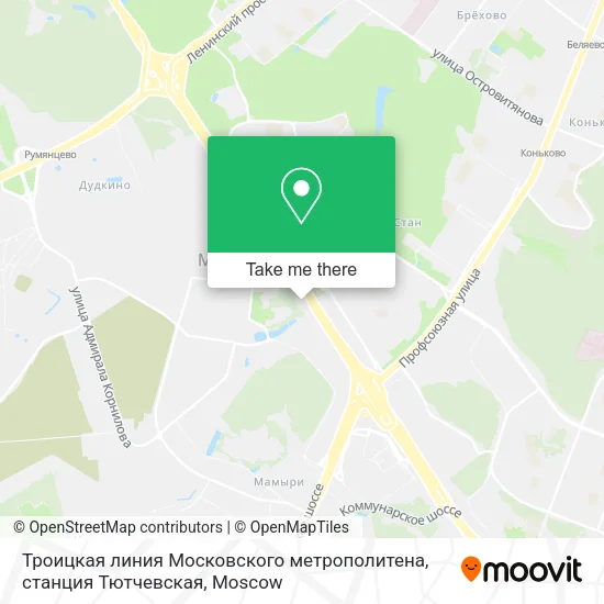 Троицкая линия Московского метрополитена, станция Тютчевская map