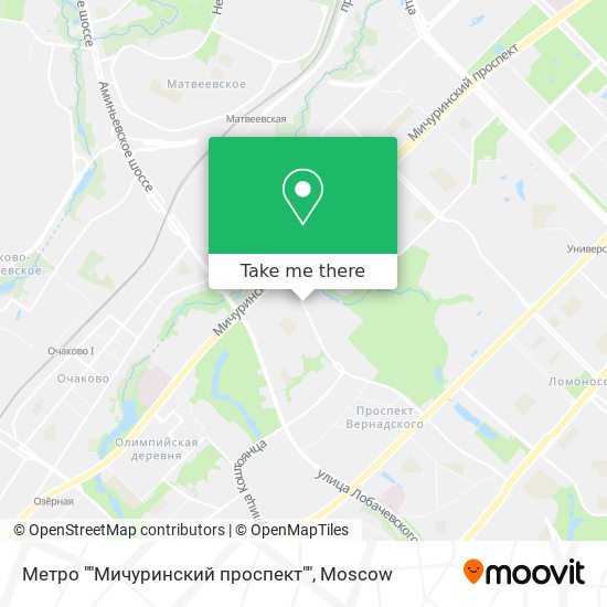 Метро ""Мичуринский проспект"" map