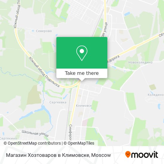 Магазин Хозтоваров в Климовске map
