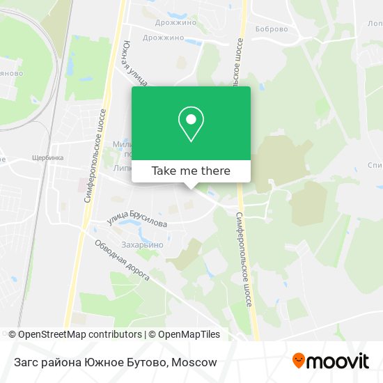 Загс района Южное Бутово map