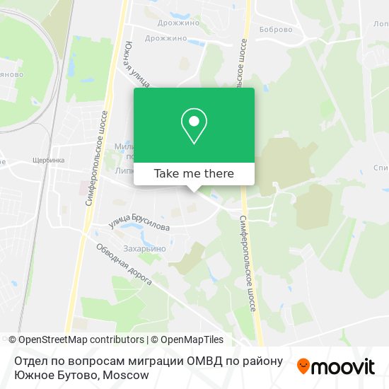 Отдел по вопросам миграции ОМВД по району Южное Бутово map