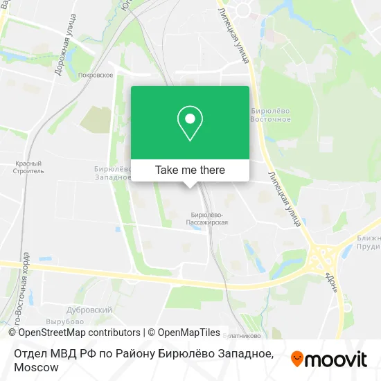 Отдел МВД РФ по Району Бирюлёво Западное map