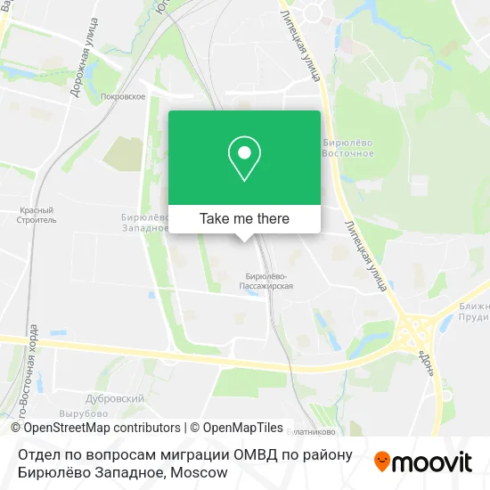 Отдел по вопросам миграции ОМВД по району Бирюлёво Западное map