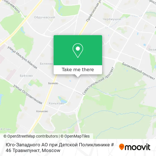 Юго-Западного АО при Детской Поликлинике # 46 Травмпункт map