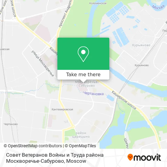 Совет Ветеранов Войны и Труда района Москворечье-Сабурово map