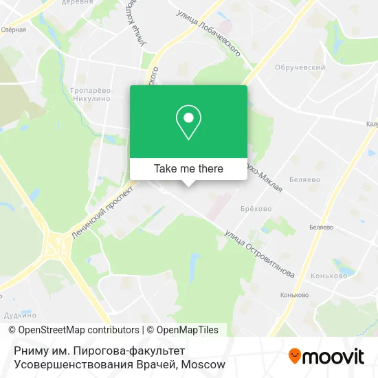Рниму им. Пирогова-факультет Усовершенствования Врачей map