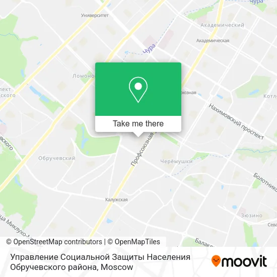 Управление Социальной Защиты Населения Обручевского района map