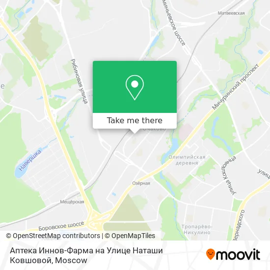 Аптека Иннов-Фарма на Улице Наташи Ковшовой map