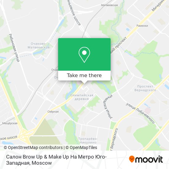 Салон Brow Up & Make Up На Метро Юго-Западная map