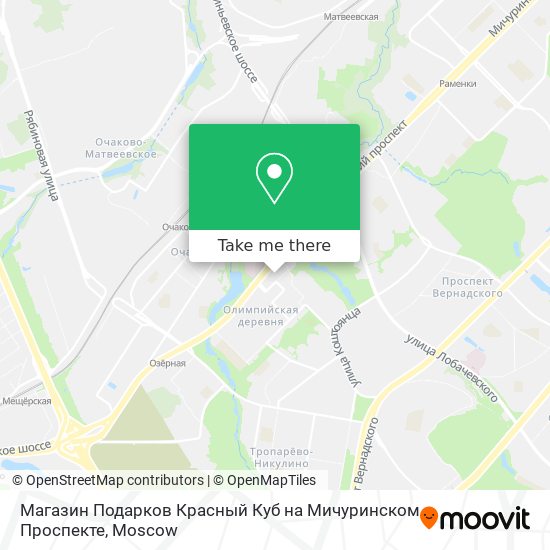 Магазин Подарков Красный Куб на Мичуринском Проспекте map