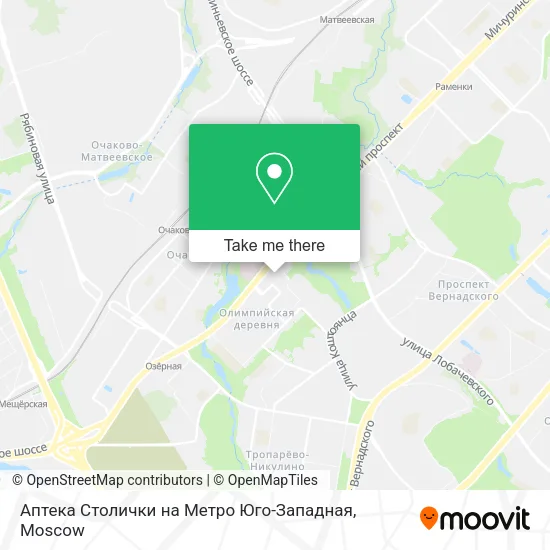 Аптека Столички на Метро Юго-Западная map