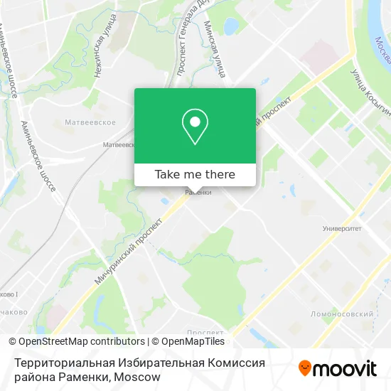 Территориальная Избирательная Комиссия района Раменки map