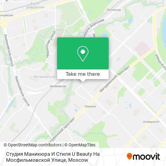 Студия Маникюра И Стиля U Beauty На Мосфильмовской Улице map