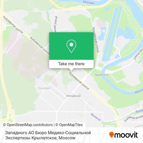 Западного АО Бюро Медико-Социальной Экспертизы Крылатское map