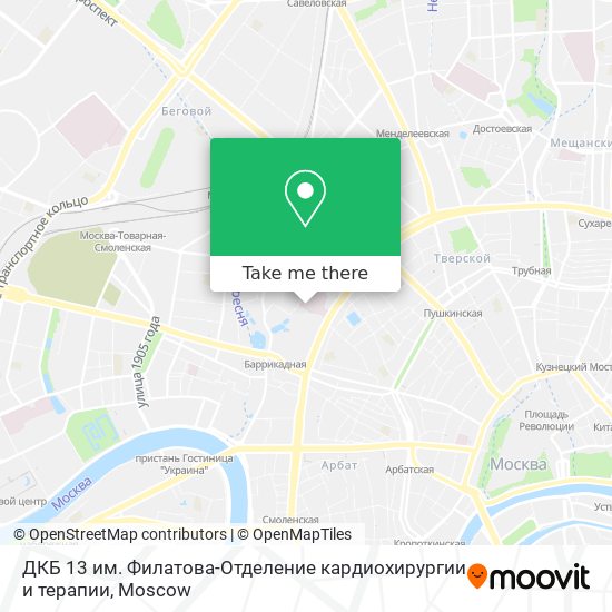 ДКБ 13 им. Филатова-Отделение кардиохирургии и терапии map