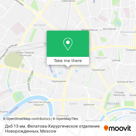Дкб 13 им. Филатова-Хирургическое отделение Новорожденных map