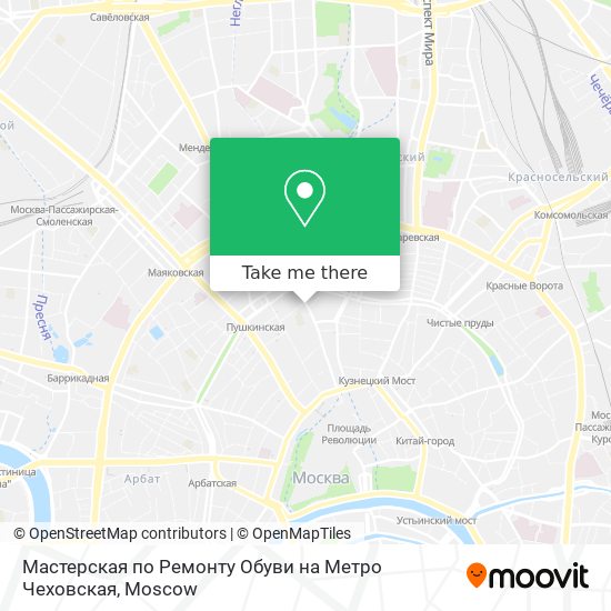 Мастерская по Ремонту Обуви на Метро Чеховская map