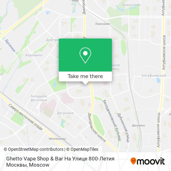 Ghetto Vape Shop & Bar На Улице 800-Летия Москвы map