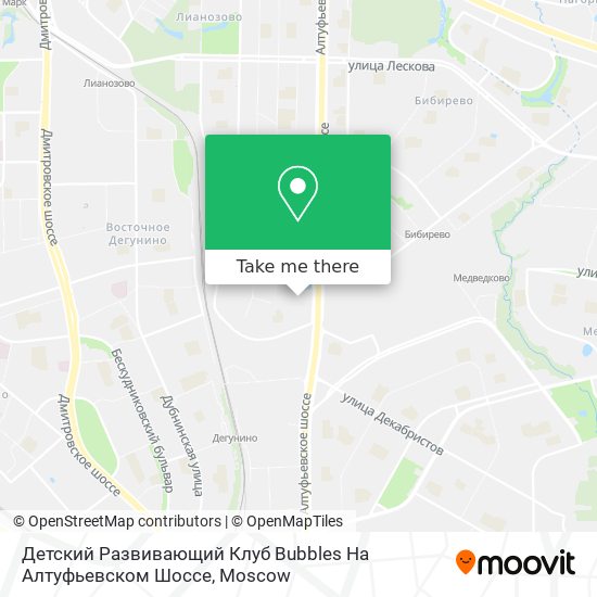 Детский Развивающий Клуб Bubbles На Алтуфьевском Шоссе map