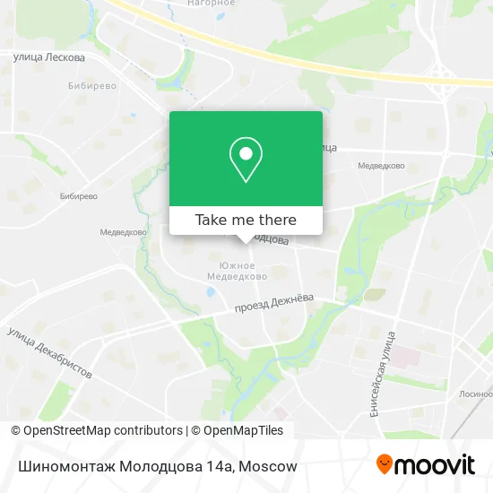 Шиномонтаж Молодцова 14а map