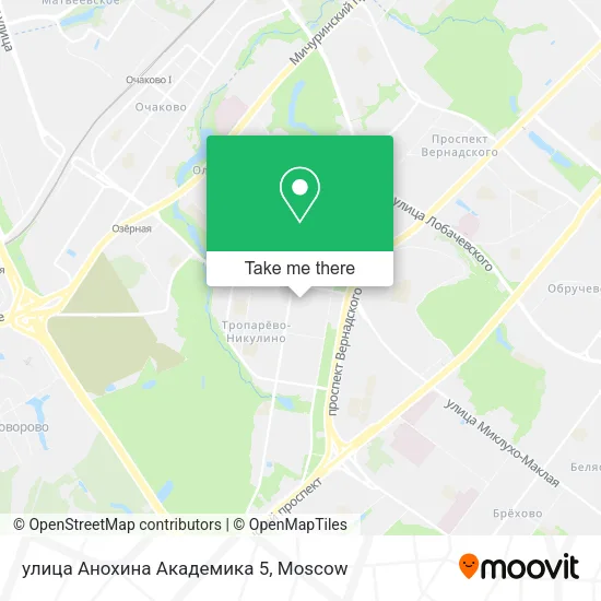 улица Анохина Академика 5 map