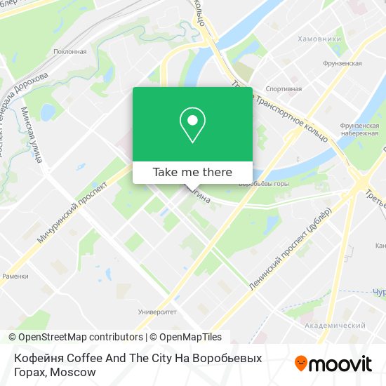 Кофейня Coffee And The City На Воробьевых Горах map