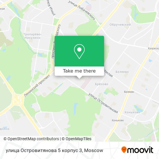 улица Островитянова 5 корпус 3 map
