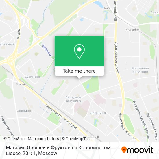 Магазин Овощей и Фруктов на Коровинском шоссе, 20 к 1 map