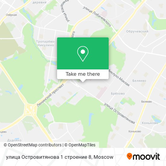 улица Островитянова 1 строение 8 map