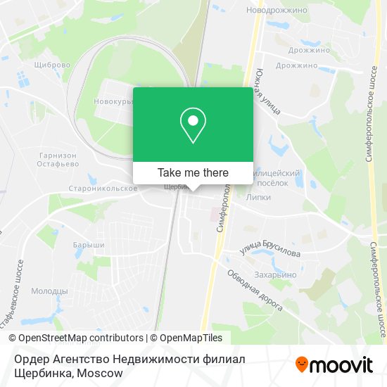 Ордер Агентство Недвижимости филиал Щербинка map