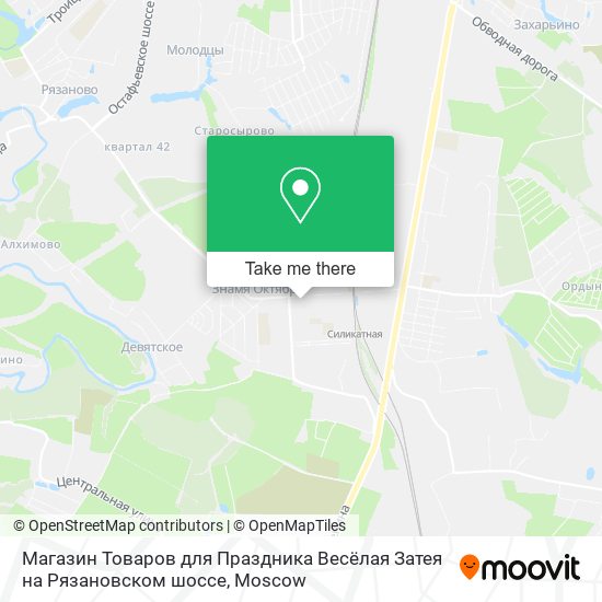 Магазин Товаров для Праздника Весёлая Затея на Рязановском шоссе map