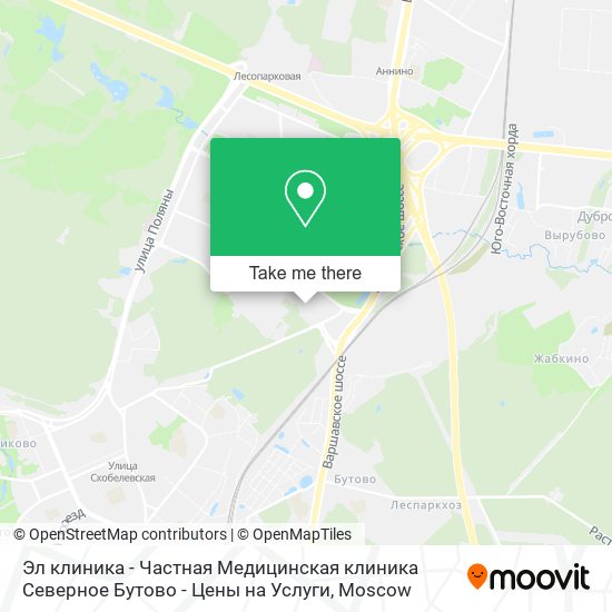 Эл клиника - Частная Медицинская клиника Северное Бутово - Цены на Услуги map