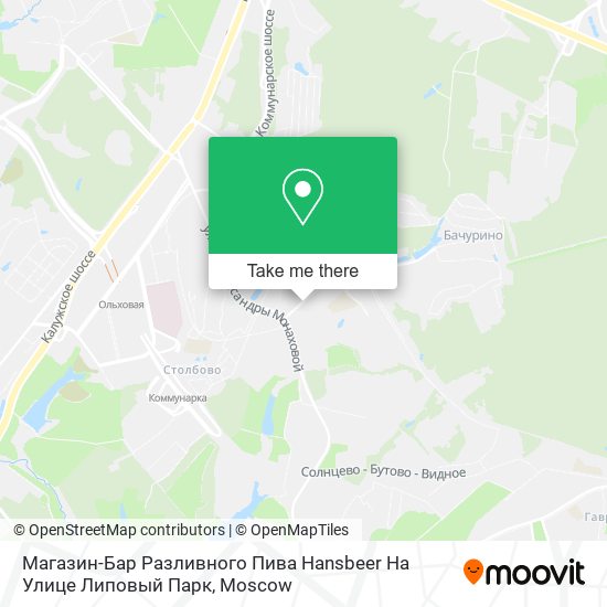 Магазин-Бар Разливного Пива Hansbeer На Улице Липовый Парк map