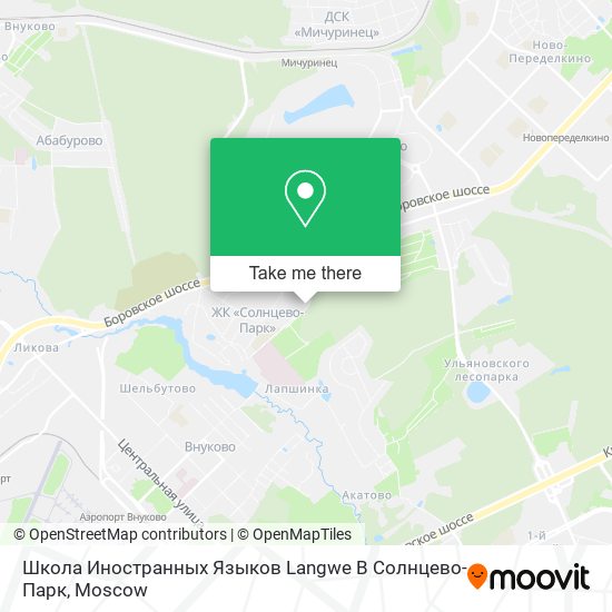 Школа Иностранных Языков Langwe В Солнцево-Парк map