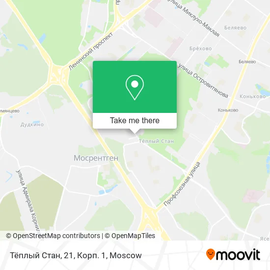 Тёплый Стан, 21, Корп. 1 map