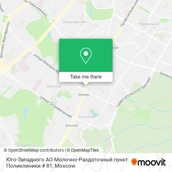 Юго-Западного АО Молочно-Раздаточный пункт Поликлиники # 81 map