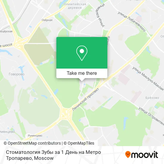 Стоматология Зубы за 1 День на Метро Тропарево map