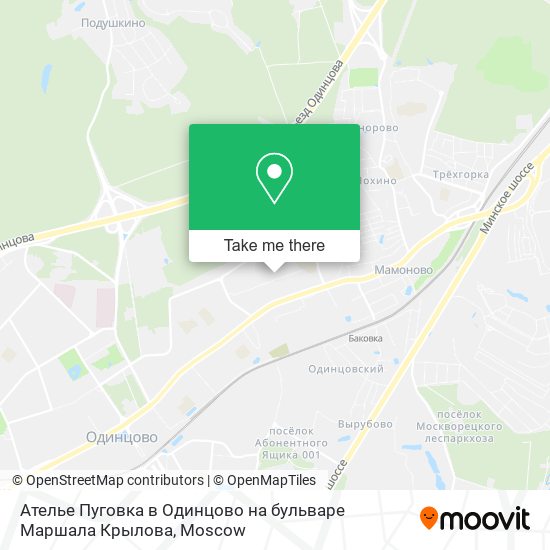 Ателье Пуговка в Одинцово на бульваре Маршала Крылова map