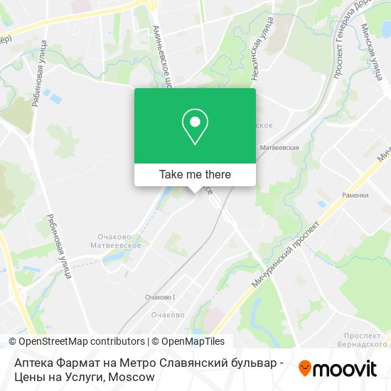 Аптека Фармат на Метро Славянский бульвар - Цены на Услуги map