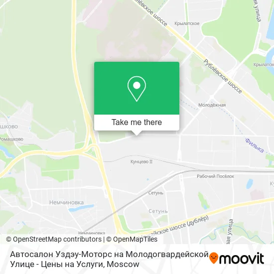 Автосалон Уздэу-Моторс на Молодогвардейской Улице - Цены на Услуги map