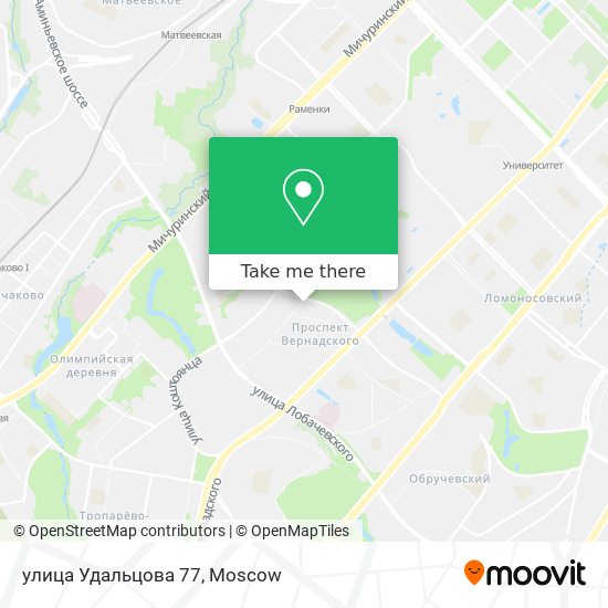 улица Удальцова 77 map