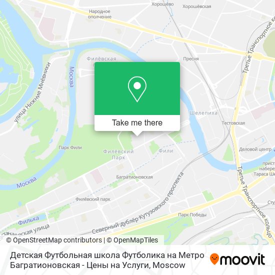 Детская Футбольная школа Футболика на Метро Багратионовская - Цены на Услуги map