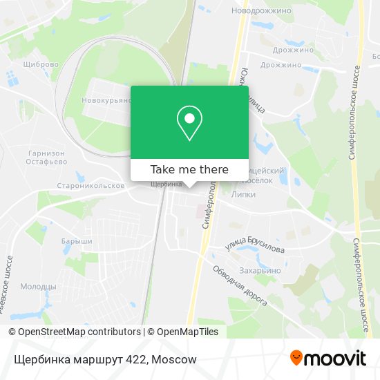Щербинка маршрут 422 map