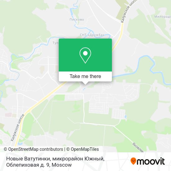 Новые Ватутинки, микрорайон Южный, Облепиховая д. 9 map